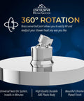 High Pressure Rainfall Shower Head With Handheld Combo, chrome finish, 360-degree rotation brass swivel joint, close-up