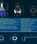 Pro Grade 10 Turn 1K Ohm Rotary Potentiometer With Wire Wound Precision showing components and dimensions, Model 3590S-2-102L.