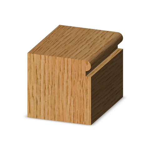 Wooden block with edge beading router bit design, showcasing the bead cut for Edge Beading Router Bit 3240 With Seven Eighths Inch Diameter And Nine Sixteenths Inch Cutting Length Delivers Clean, Consistent Beads For Hardwood And Plywood Projects Ideal For DIYers And Pros In Cabinets, Trim, And Fine Woodworking.
