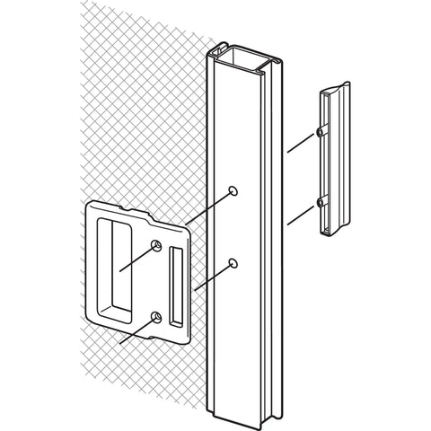 Diagram showing parts of White Sliding Screen Door Pull Fits Andersen Frenchwood Narroline And Perma-Shield, Replacement Handle.