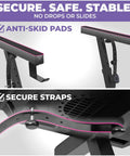 Anti-skid pads and secure straps on Rolling Keyboard Stand With Wheels Z Style Adjustable Portable Pro Heavy Duty Digital Piano Stand Fits 54 To 88 Key Electric Pianos Sturdy Mobile Keyboard Stand For Stage And Studio