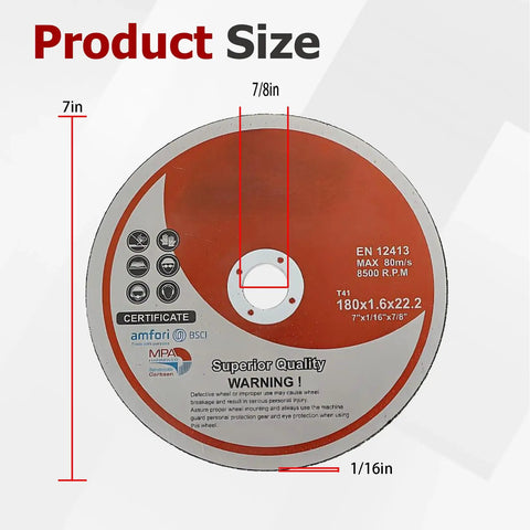 100 Pack 7 Inch Cut Off Wheels For Metal And Stainless Steel Seven Eighths Inch Arbor One Sixteenth Inch Thick Self Sharpening