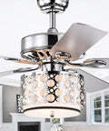 HomeStock Shepherd 52-Inch 5-Blade Lighted Ceiling Fan with Crystal-Embedded ChShade in a modern living room setting.