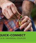 Close-up of hands connecting a 1/4 inch universal coupler to a Compact Electric Pressure Washer 1600 PSI 1.2 GPM