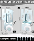 4 Pack Closet Sliding Door Roller Kit For Top Hung Bypass Wardrobe Doors Replacement Wheels With 8 Screws Includes 1/4 Inch And 1/2 Inch Thick Doors Suitable For Kitchen And Closet Sliding Systems.