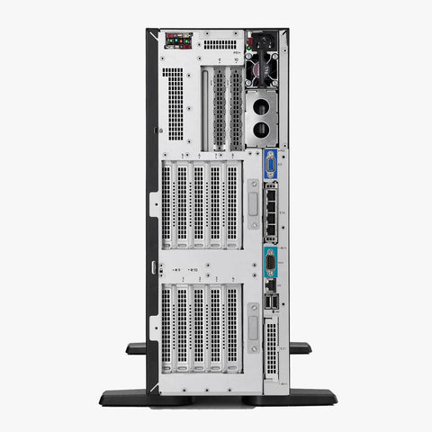 Premium Enterprise Tower Server Powered By Intel Xeon Silver 12 Core Chipset 64GB DDR5 RAM rear view with ports.