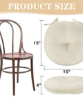 Beige Bistro Chair Cushions Set Of 2, 15 Inch Round Tufted Seat Pads With Ties, Ultra Thick 4 Inch Cushions Built To Last