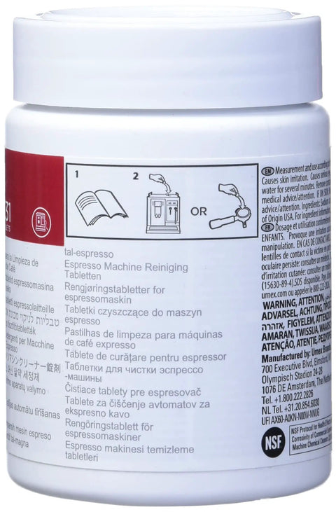 Barista Grade Espresso Machine Cleaning Tablets, Concentrated Formula For Group Heads Valves And Lines, 100 Count jar back view