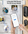 Secure Your Home Base For Good With This Top Shelf 7 In 1 Smart Front Door Lock Set Featuring A Sturdy Handle And Easy Swap Out Setup For Rapid Fingerprint Or App Control Anytime You Step Outside with flexible PIN modes.