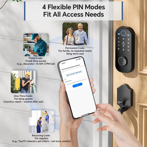 Secure Your Home Base For Good With This Top Shelf 7 In 1 Smart Front Door Lock Set Featuring A Sturdy Handle And Easy Swap Out Setup For Rapid Fingerprint Or App Control Anytime You Step Outside with flexible PIN modes.