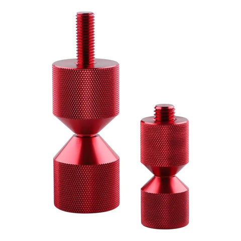 Premium 4 Pack Aluminum 2 Hole Flange Pins Plus Detachable Double Hole Alignment Tools for heavy duty assembly, red aluminum construction.