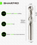 1/4 Inch Ball Nose CNC Router Bit With 1/4 Inch Shank Pro Grade Carbide Up Cut End Mill For Wood Aluminum Engraving