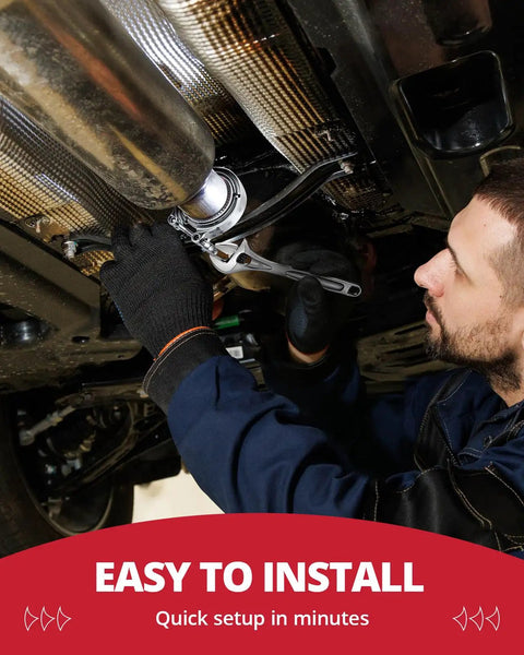 Mechanic installing 3.0 Inch V Band Clamp With Flanges 304 Stainless Steel Set Of 4 Easy Install And Remove Stable Seal