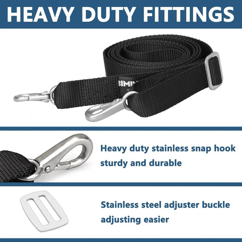Two Hook Adjustable Bimini Boat Top Straps 23 To 60 Inches With Stainless Steel Heavy Duty Snap Hooks Nylon Canopy Straps Marine Grade Black Pack Of 2