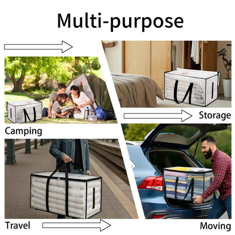 6 Pack Extra Large Heavy Duty Moving Bags Set Waterproof Storage Totes With Handles And Zippers Foldable for various uses