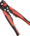 Self Adjusting Wire Stripper And Crimping Tool For 10 To 24 AWG Wires Easy Grip No Fuss Stripping Quick Crimping Durable Black Red Finish