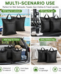 Collage of Two Pack Go-To Travel Laundry Bag With Large 18 By 23 Inch Wet Bag For Dirty Clothes And Swim Gear Towels Shoes And Gym Essentials Great For Weekender Trips Black in various use scenarios.