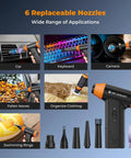 2 In 1 Air Blower And Suction Duster With Brushless Motor, 150000 RPM, stepless speed control, with 6 replaceable nozzles