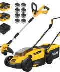 Cordless Lawn Mower and String Trimmer Combo 20V 13-Inch Mower And 12-Inch Trimmer With 2x4.0Ah Batteries and Charger
