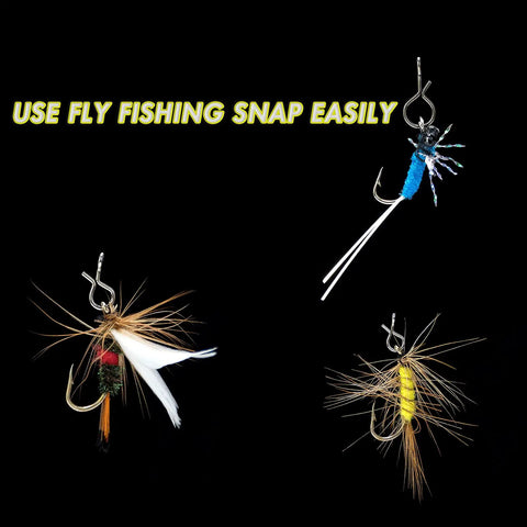 Stainless Steel Quick Change Fly Fishing Snaps 150 Piece Box 5 Sizes No Knot Clip Fast Snaps with lures attached