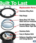 Detailed parts diagram of Hella Bright Green Underwater Dock Light Providing Killer HID Beam For Epic Nighttime Fishing.