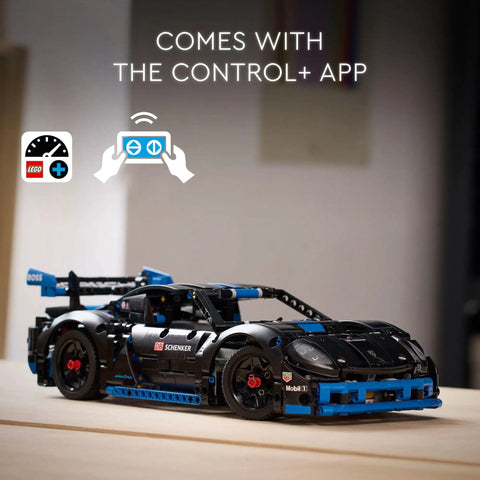 Porsche GT4 EPerformance Remote Control Race Car Toy with CONTROL+ app displayed on wooden surface