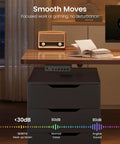 Electric Standing Desk With 6 Drawers, 55 Inch Wide Adjustable Desk setup showing smooth motor operation in home office