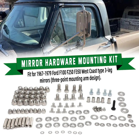 Stainless Steel Mounting Hardware Kit For 3 Leg West Coast Mirror For Ford F Series Trucks 1967 Through 1979 Old School Restoration