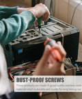 Person using Rock Solid 360Pcs Rust Proof Flat Head And Countersunk Computer Screws M2 M2.5 M3 Stainless Steel for PC repair.