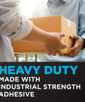 Two people exchanging a cardboard box sealed with Shipping Packing Tape 2 Rolls with Heavy Duty Dispenser, Clear 1.88 in x 54.6 yd