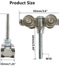4 Wheel Sliding Barn Door Trolley For One And Five Eighths Inch Strut Channel 4 Pack with product dimensions labeled