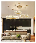 Modern LED s Gold Living Room Light Nordic Crystal Pendant Lighting for Bedroom Kitchen Lustre Moderno in stylish interior.