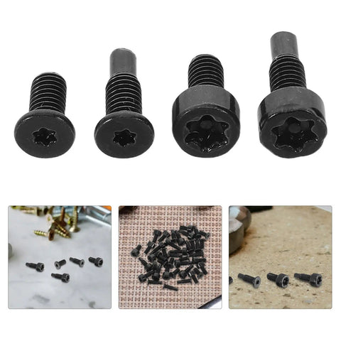 Doorbell Replacement Screws Repair Kit Black Alloy 80 Pieces For Video Doorbells Anti Slip Security Mounting Fasteners Durable Doorbell Hardware For Quick Fixes Spare Screws Set For Front Doorbell Cameras And Home Installations, black Torx screws shown close up