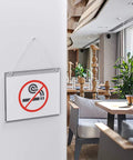 Clear Acrylic Wall Mount Sign Holder 8.5 By 11 Inches Horizontal displaying no smoking sign in office space
