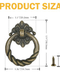 Six Piece Bronze Flower Drop Ring Drawer Pulls Set For Cabinets Dressers And Cupboards With Included Mounting Screws Image