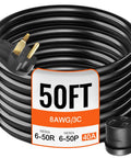 Heavy Duty 50 Foot Welder Extension Cord 40 Amp 250 Volt 10 Gauge NEMA 6 50 Three Prong Welding Power Cord coiled view