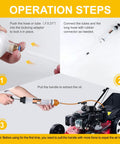 Operation steps for Grease Monkey Pick Fluid Extractor Pump With 39 Inch Hose And Reinforced Extension Tubes, using hose and handle.
