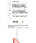 Hand holding lead soil test strip with instruction card for Lead Soil Test Strip Kit For DIY Garden Checks, 0-400ppm Range, Five Tests With Reagent And Sample Container, Quick 1 To 10 Minute Results For Safe Soil Health.