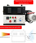 Heavy Duty Industrial Heat Blower Built Tough To Crush Daily Drying Jobs Featuring Three Hundred Cfm Airflow Punch Plus Pid Temperature Control On Standard Two Twenty Hookup control panel showing air and temperature settings.