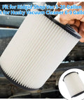 Hand holding VF4000 Filter Replacement For Wet Dry Vacuums 5-20 Gallon, with inset image of filter, compatible with Craftsman models.