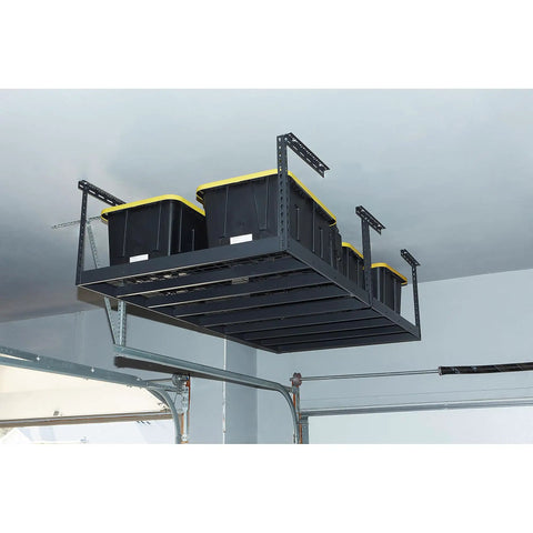 Overhead Garage Storage Rack with Oversized 8 Foot by 4 Foot Platform and Adjustable Height from 23 to 37 Inches for Heavy Duty