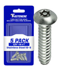 Tamper Resistant Torx Machine Screws 3/8 16 X 1 Stainless Steel Button Head Security Fasteners for outlet plates in packaging.