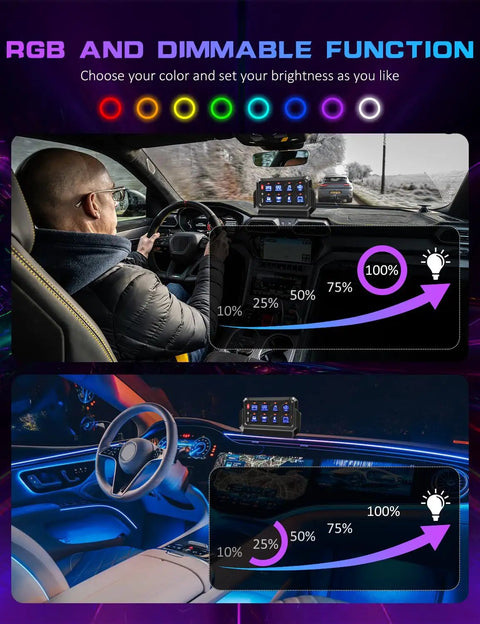 Wireless Switch Panel 12V 8 Gang With Remote Control in vehicle showing RGB lighting and dimmable functions.