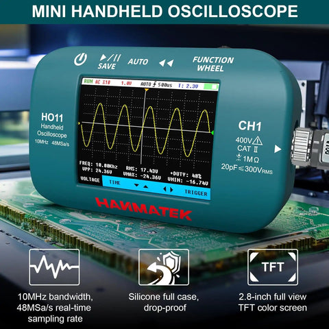On The Go Handheld Digital Oscilloscope With 10MHz Bandwidth 48MSaS Sampling 2.8 Inch Color Display USB Rechargeable