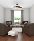 42 Inch Indoor Ceiling Fan With LED Light In Bronze, Pull Chain Operation, Five Blades, Standard Ceiling Mount in living room