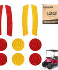 Top Shelf Golf Cart Reflector Strips Slick Peel N Stick Decal Kit With Heavy Duty Waterproof Glue Quick Install For Yamaha Ezgo Club Car showing bold red and amber decals.