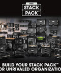 Stackable Storage System Compact Organizer Box With Quick Connect Interlock 25 Lb Load Capacity in workshop setting
