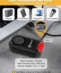 Wireless Bike Alarm With Remote For Your Ride, 135dB Anti Theft Security Alarm, USB-C charging, waterproof, easy install, multi purpose