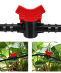 42 Pcs All In One Drip Irrigation Fittings Kit With Switch Valves for garden and lawn, black connector with red valve