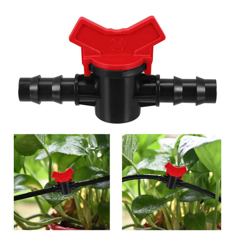 42 Pcs All In One Drip Irrigation Fittings Kit With Switch Valves for garden and lawn, black connector with red valve